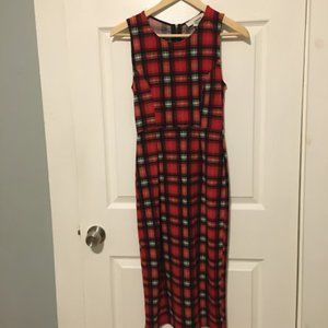 Red plaid long dress